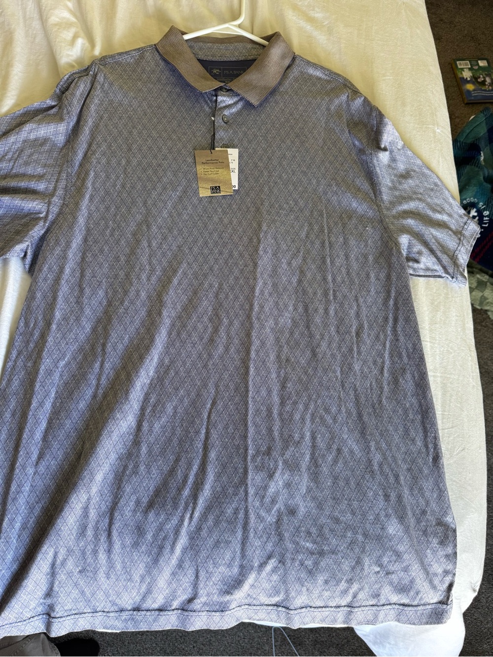 Jos. A. Bank Men’s Short Sleeve Polo - Light Blue with Gray Collar